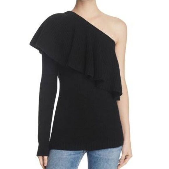 Aqua 100% Cashmere One Shoulder Sweater Medium NWT - Picture 1 of 8